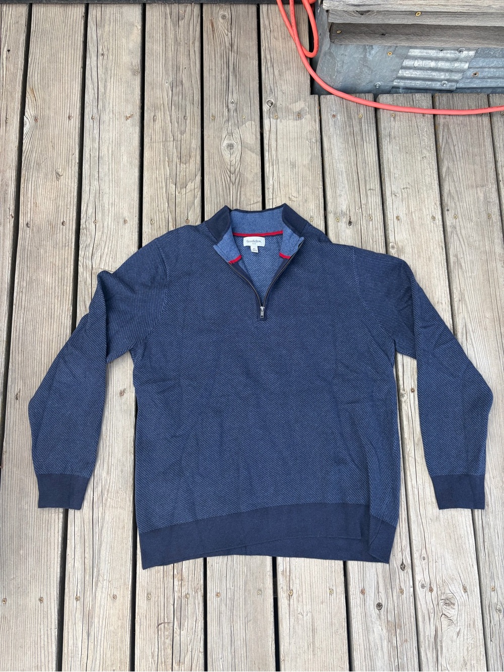 Goodfellow & Co Navy and Dark Blue Quarter-Zip Sweater